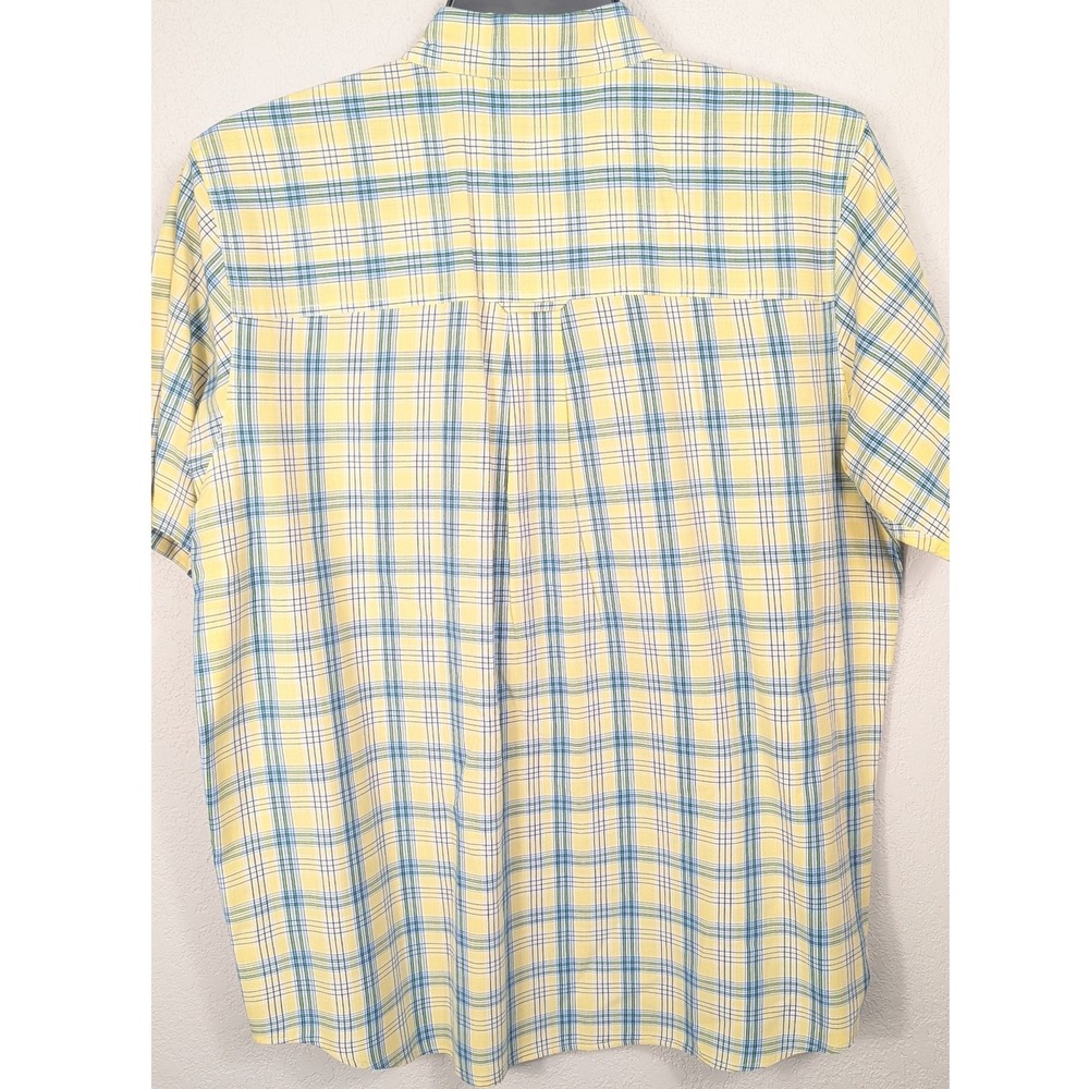 Mens Chaps Yellow Plaid Easy Care Short Sleeve Button Down Shirt Size Large Y2K - Picture 3 of 8